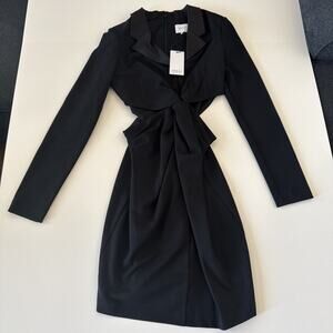 ONE33 Social Women's Black Cutout Twist-Front Blazer Mini Dress Size 6